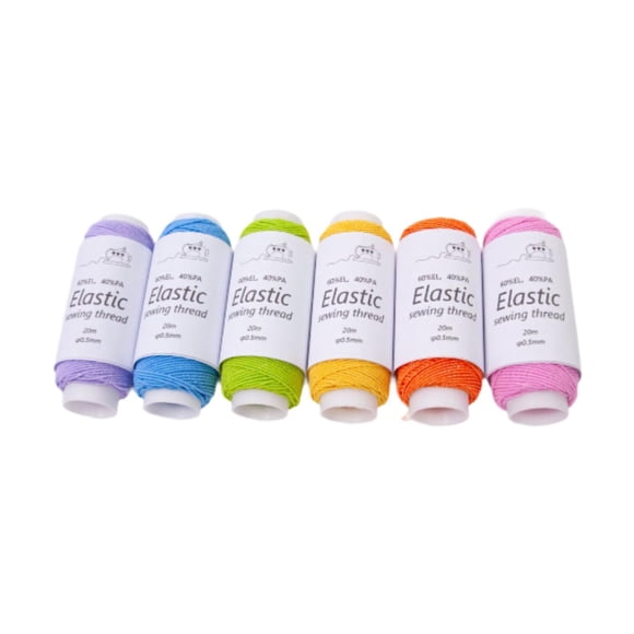 6 uds hilo de coser elástico correa de coser multiusos 0,5mm 20M cada carrete cuerdas elásticas cuerda elástica para máquinas Overlock E