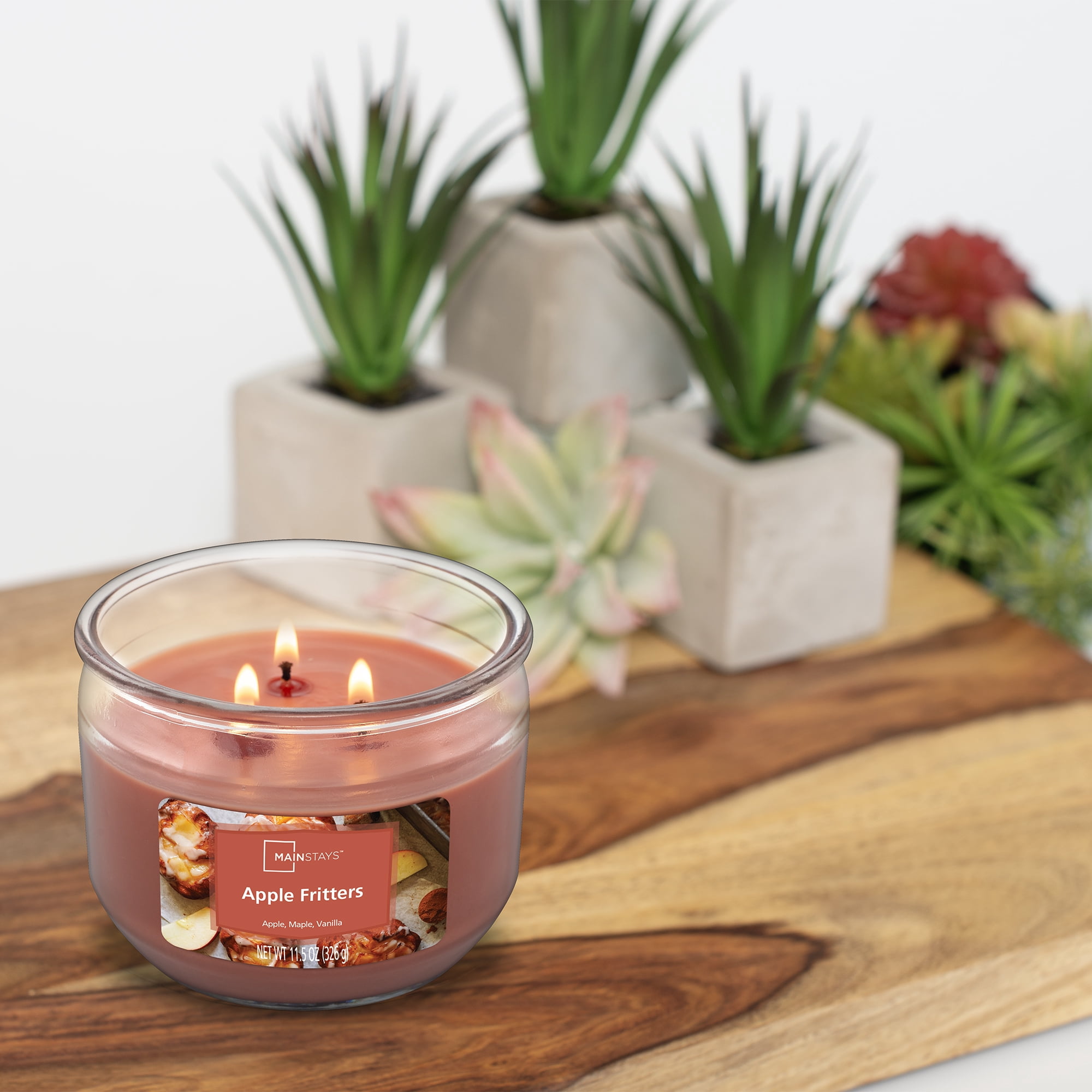 Mainstays Apple Fritters Scented 3 Wick Candle, 11.5 oz.