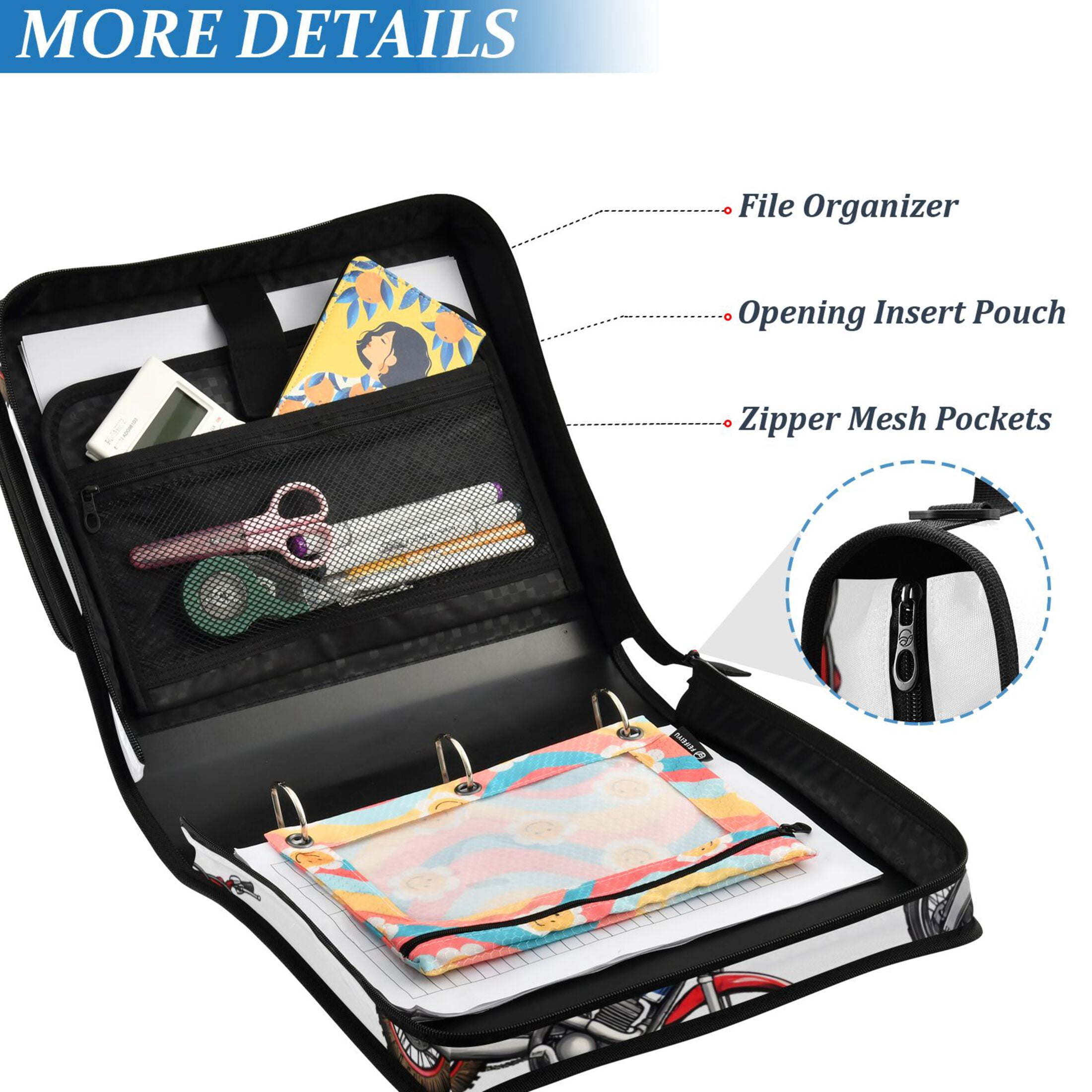 ALAZA Zipper Binder Mountain Bikes 3 Ring Trapper Keeper File Folder Organizer Bag