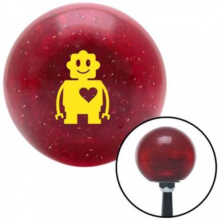 American Shifter Yellow Robot Love Red Metal Flake Shift Knob with M16 x 1.5 Insert Shifter Auto Brody