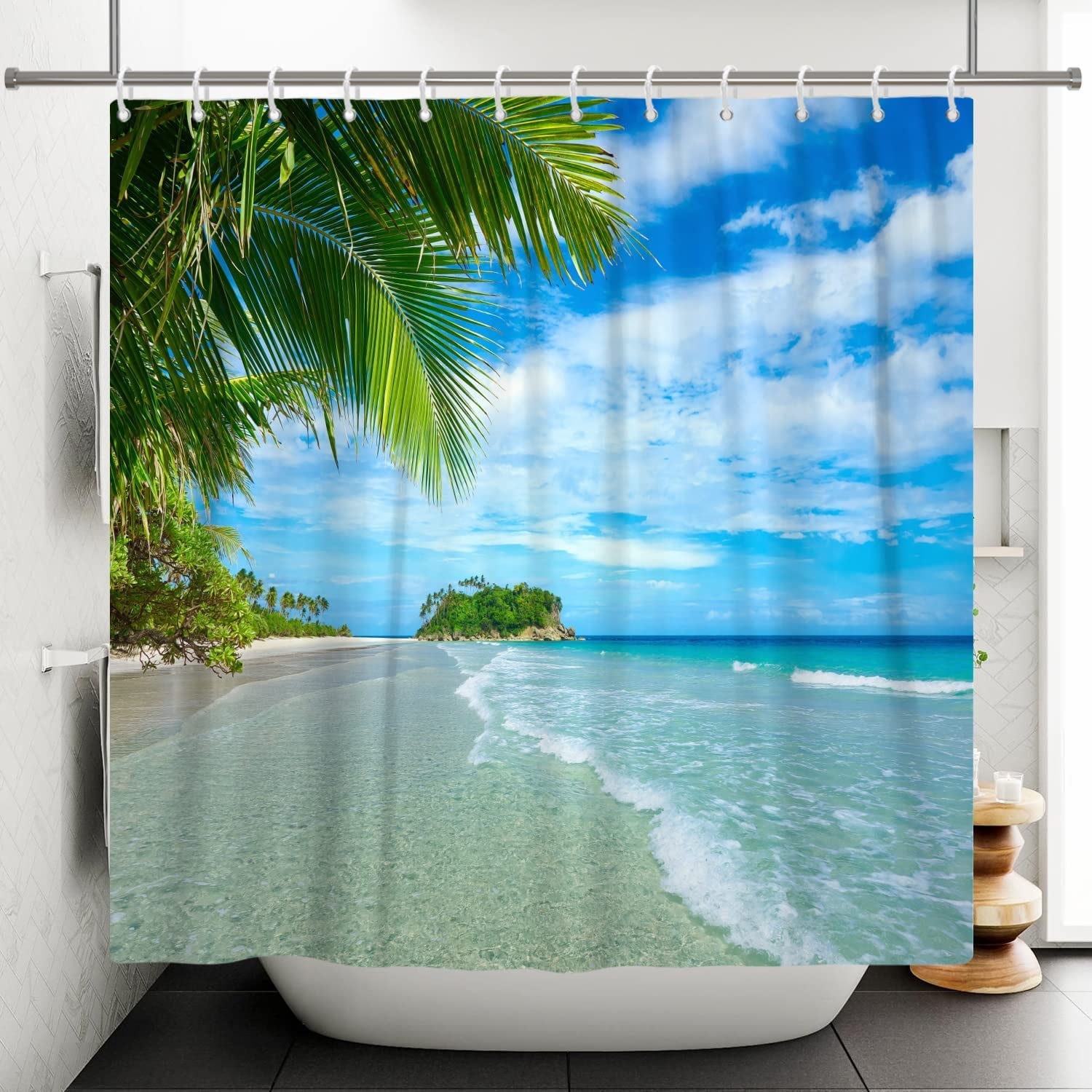 Tropical Beach Shower Curtain Summer Hawaii Sand Beach Shower Curtain