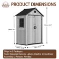 thumbnail image 2 of EHHLY 5.3x3.4 FT Resin Outdoor Storage Shed, 135 Cuft Garden Tool Sheds & Outdoor Storage Plastic Shed with Floor, 7FT Tall Backyard Outside Lawn Mower Storage Shed with Side Window, Cemented Grey, 2 of 9