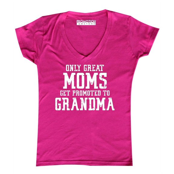 P&B Only Great Mom Get Promoted to Grandma Women's V-neck, Pink, XL