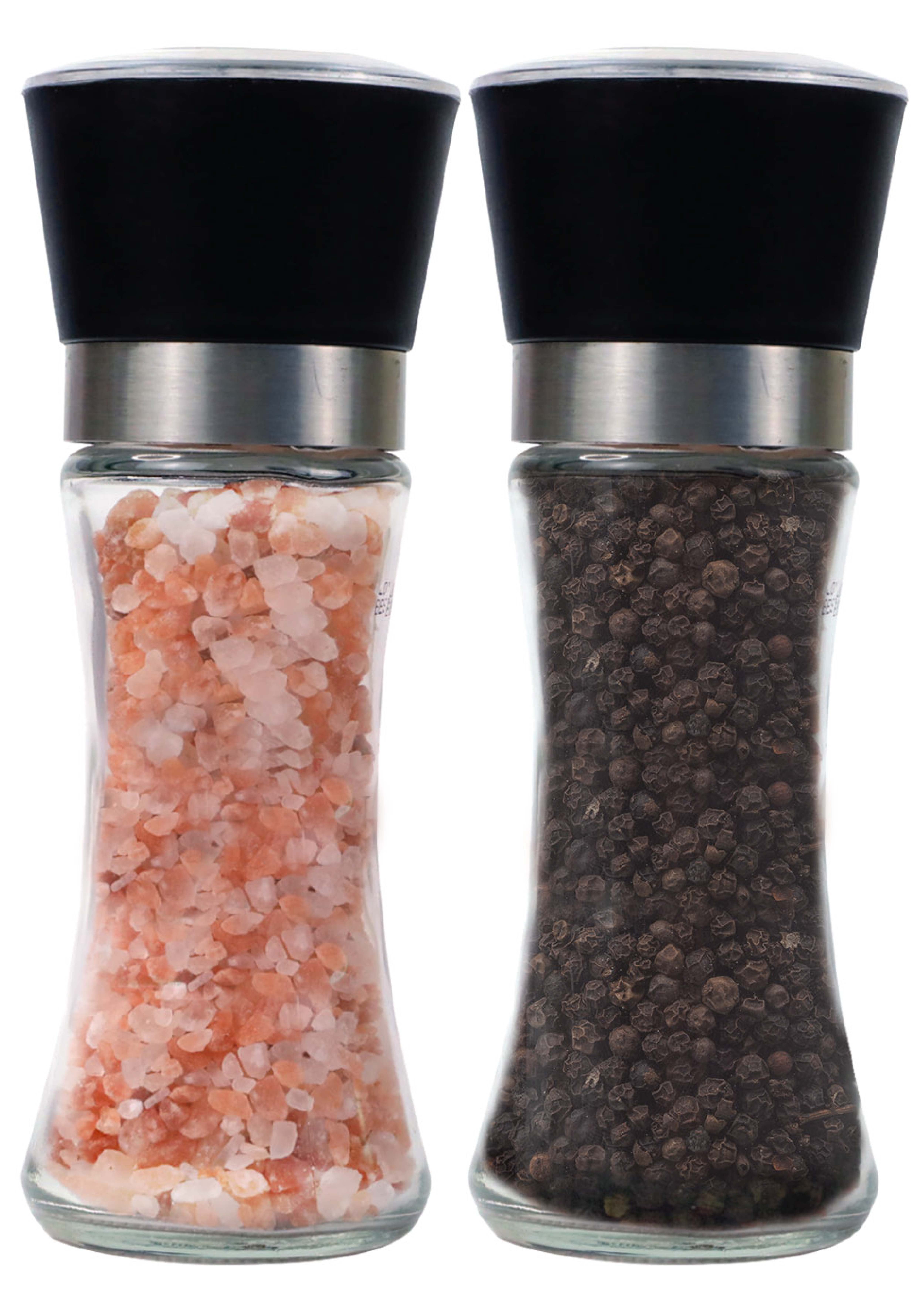 Himalayan Chef Pink Salt and Pepper Grinder Set of 2 - Adjustable Ceramic Himalayan  Salt Grinder & Pepper Grinder - Tall Glass Salt and Pepper Shakers - Pepper  Mill & Salt Mill
