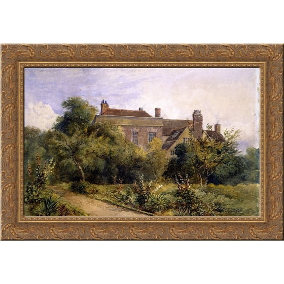 Greenfield House, Harorne 24x18 Gold Ornate Wood Framed Canvas Art by David Cox