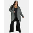 thumbnail image 2 of Terra & Sky Women's Plus Cable Knit Duster Cardigan, Midweight, Sizes 0X-5X, 2 of 5