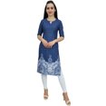thumbnail image 4 of Bimba Women's Blue Printed Tunic Georgette Kurti Kurta Indian Long Blouse-26, 4 of 5