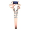 thumbnail image 3 of 1.49 ctw with Simulated Diamond Halo Accents Anniversary Ring for Women | Heart Cut Simulated Blue Sapphire | Hyperallergenic Solid 18K Rose Gold, 3 of 5