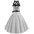 thumbnail image 3 of IBTOM CASTLE Women's Vintage Polka Dot Dress 1950s Halter Retro Cocktail Prom Dress Rockabilly Wedding 50's 60's Party Dress S White, 3 of 8
