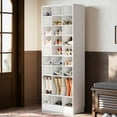 thumbnail image 5 of Fnova 71" Storage Shelf, Modern Freestanding Wooden Bookshelf, 30-Cubby Shoe Cabinet With 8 Adjustable Shelves, Large Open Bookcase Display Organizer for Living Room, Bedroom, Home Office, White, 5 of 20