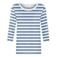 thumbnail image 5 of Fnooota 3/4 Sleeve Tops for Women, Stripe Casual Pullover Spring and Autumn Blouses Blue Size S, 5 of 5