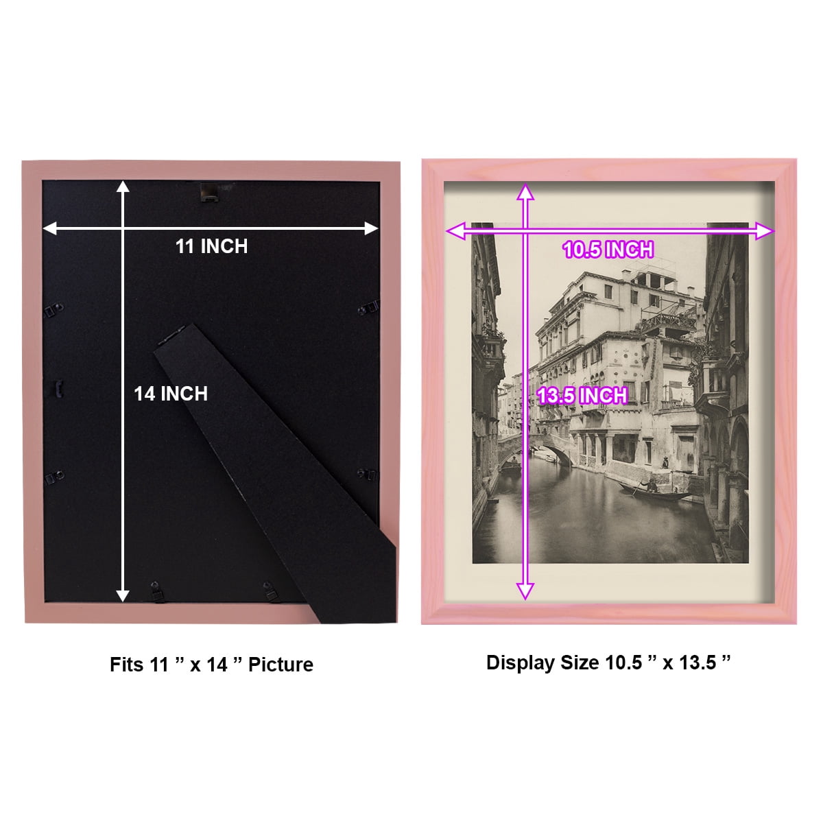 Vintage Views of Venice VI - Framed Print w/glass - Sunset Pink