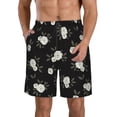 thumbnail image 2 of Uemuo Rose Flowers Pattern Men's Swim Trunks Hawaiian Beach Bathing Suit Swimsuits Beach Quick-Dry Shorts with Pockets-Large, 2 of 9