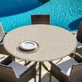 thumbnail image 6 of Round Table Cover 45-54 Inch Beige Waterproof Reusable Table Cloth Round Fitted Vinyl Tablecloth with Elastic Edged for Parties Outdoors, Rustic Farmhouse Solid Color, 6 of 9