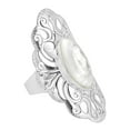 thumbnail image 3 of Vintage Filigree Swirl Beauty Oval White Mother of Pearl Sterling Silver Ring for Female Anniversary-9, 3 of 5