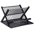 thumbnail image 4 of Escurridor de platos de 2 niveles, gran capacidad, plegable, para cocina, color negro, 4 of 14