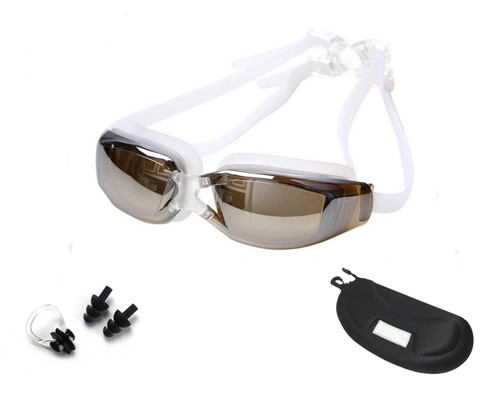 UV Protection Anti Fog Adult Adjustable Swimming Swim Goggles Glasses Case NEW 