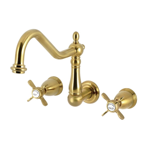 Kingston Brass KS1027BEX Essex Two-Handle Wall Mount Roman Tub Faucet, Brushed Brass