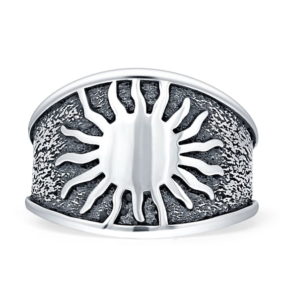 Vintage Style Sunbeam Band Sun Ring Oxidized 925 Sterling Silver Size 5