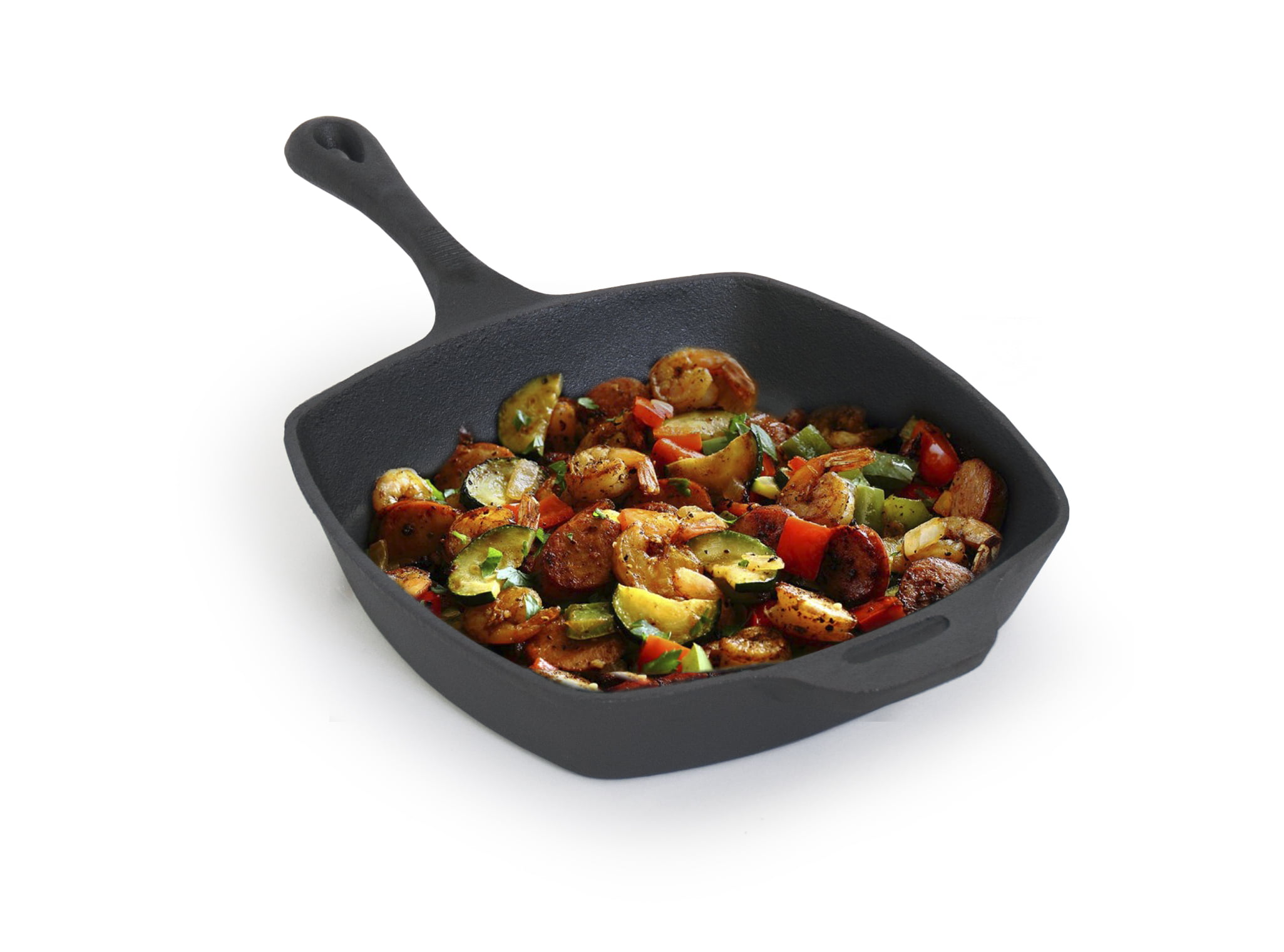 Grill Pan 10.5" Pre-Seasoned Cast Iron Square Skillet Ribbed Cooking