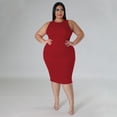thumbnail image 4 of AURA Women Plus Size Sleeveless Midi Dress Casual Solid Summer Spring Stretch Dress, 4 of 8
