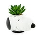 thumbnail image 2 of Mini maceta de cerámica con forma de cacahuetes y cara de Snoopy con plantas suculentas artificiales, 2 of 6