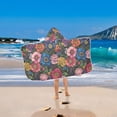 thumbnail image 2 of Yayeee Kids Hooded Towel with Hand Pockets Beach Soft Absorbent Bath Wrap 50 x 23.5 inch, Vibrant Blooming Flowers, 2 of 5