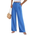 thumbnail image 3 of Pantalones PRETTYGARDEN Palazzo Mujer Tiro Alto Pierna Ancha Azul Talla Grande, 3 of 9