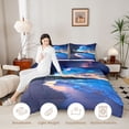 thumbnail image 3 of Manfei Pretty Night Sky Twin Comforter Sets,Calm Sea Waves Bedding Set,Multicolor,Black Reversible,2pcs,1 Comforter and 1 Pillowcase, 3 of 8