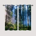 thumbnail image 4 of Forest Curtains - Nature Landscape Theme Mystical Woodland Trees Sunrise Paths Scenery Scene Print Pattern Grommet Light Filtering Window Drapes for Bedroom Living Room 2 Panels 52 x 84 Inch, 4 of 6