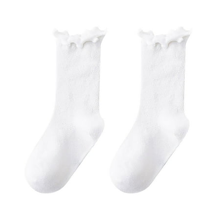 

JAHH Girls Spring and Summer Mid Thigh Socks Solid Color Mesh Breathable Combed Cotton Ruffle Cute Sock for Autumn Children s Fashion Soft Comfort Casuals Socks