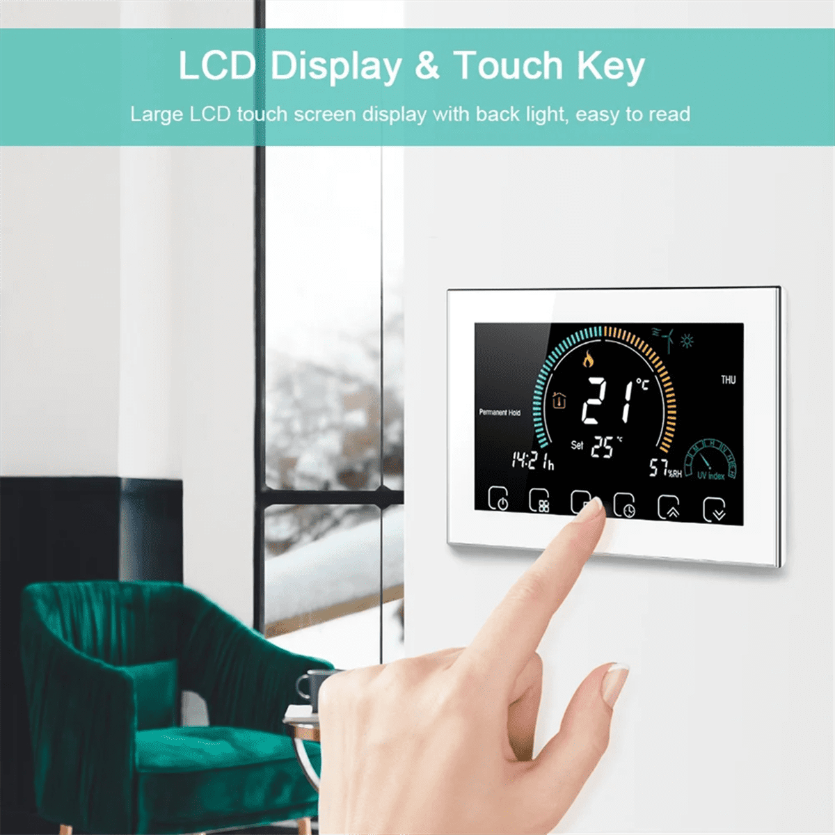 Smart Tuya Voice Control Smart Programmable Thermostat APP Control LCD Water/Gas Boiler Heating Black WiFi