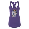 thumbnail image 2 of Wolf Oil Painting Animal Lover Ladies Racerback Tank Top, Purple Rush, X-Large, 2 of 3