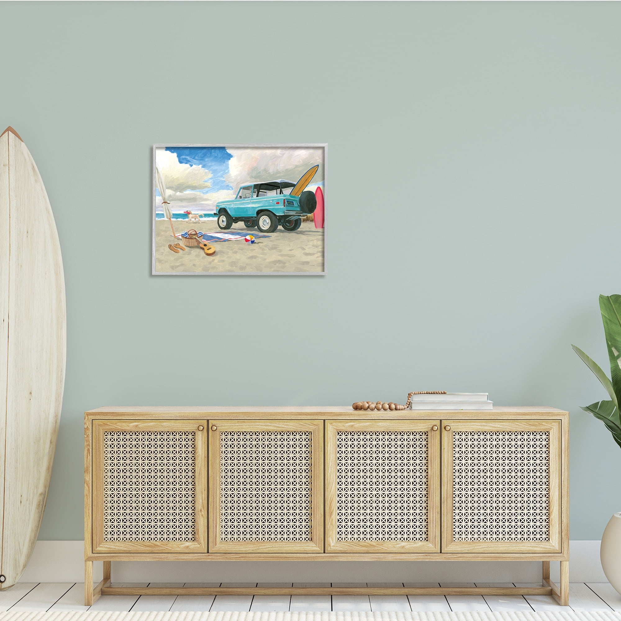 Stupell Industries Summer Sandy Beach Cruiser Surfboard Coastal Dog, 30 x 24, Design by James Wiens