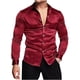 thumbnail image 1 of Blusa y camisa de manga larga con cuello vuelto para hombre, informal, de color liso, con botones, de lino, 1 of 5