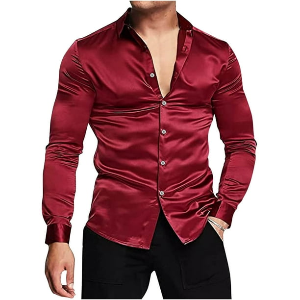 Blusa y camisa de manga larga con cuello vuelto para hombre, informal, de color liso, con botones, de lino