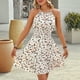 thumbnail image 4 of Vestido Bohemio de Vacaciones para Mujer, Minivestido con Cuello Halter, Sin Mangas y Estampado, Corte A y Fruncido. Colorido L, 4 of 9