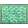 thumbnail image 1 of Ahgly Company Machine Washable Indoor Rectangle Persian Turquoise Blue Traditional Area Rugs, 6' x 9', 1 of 4