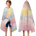 thumbnail image 3 of Pastel Cloud Starry Sky Hooded Bath Towel，50"x30" for Ages 3 To 12 Kids, Quick Dry Lightweight Soft Microfiber Hood Beach Towel Cover Up for Kids, 3 of 7