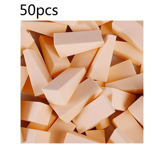 50-Pack Makeup Applicator Wedges & Beauty Sponges - Reusable Blending Sponge for Foundation & Liquid Makeup - Beige