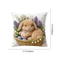 thumbnail image 3 of Easter Decorations Cute Rabbit Embroidered Pillowcase Animal and Egg Patterned Pillowcase Square Pillow Cover Soft Easter Sofa Decoration for Home, 3 of 6
