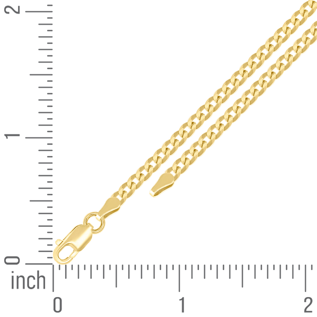 925 Sterling Silver Solid Super Flat Comfort Curb Chain Yellow 2.8mm Anklet 9 Inch Anklet for Women and Men