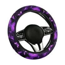 Yuyamidu Purple Butterfly Steering Wheel Cover for Women 15 Inch Flannel Car Steering Wheel Covers for Sedan Warm Automotive Steering Wheel Protector Accessories