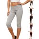 thumbnail image 3 of Pantalones capri de mujer de tiro bajo con cintura plegable, color liso, corte ajustado y estilo cropped., 3 of 9