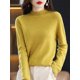 thumbnail image 1 of Suéter de cuello alto medio para mujer, suéter de cachemira suelto de punto de otoño e invierno de pura lana, 1 of 6