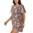 thumbnail image 2 of Picia Foxes Pajamas Sets for Women Soft Short-Sleeved Pjs with Lounge Shorts Two Piece Sleepwear-, 2 of 9