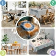 thumbnail image 4 of Orange Blue White Tie Dye Mandala Pattern Rectangle Tablecloth 60"x84",Waterproof Polyester Rectangle Table Cloth, Wipeable Spillproof Polyester Tablecloth for Dining, Camping, Indoor and Outdoor, 4 of 5
