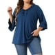 thumbnail image 1 of Agnes Orinda Blusa Elegante Casual de Talla Grande para Mujer con Volantes y Manga 3/4 en V, Talla 4X, Azul, 1 of 6