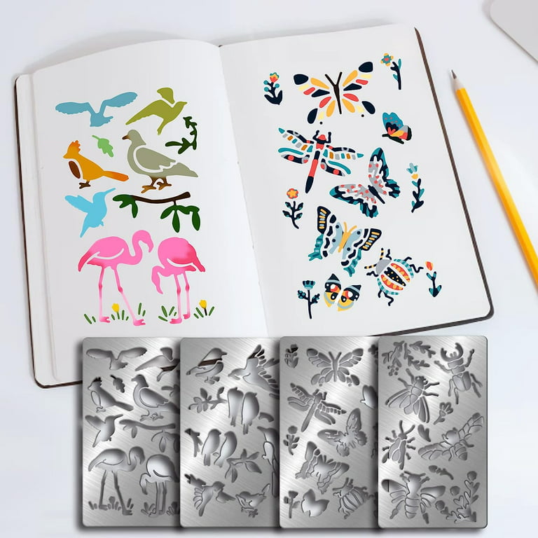 6 Pcs Stainless Steel Journal Stencils with Template Ruler for Bullet  Journal Planner Painting Drawing