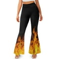 thumbnail image 2 of Xoenoiee Flare Leggings for Women Tummy Control Stretchy High-Waisted Butt Lifting Flared Slit Yoga Pants for Work, Yoga, Gym, Casual, Dacing, Party, XL, Flame Black, 2 of 7